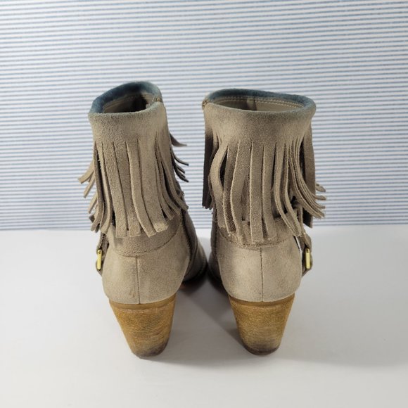 Ralph Lauren Mara Brown Suede Fringe Seamed Ankle Bootie Women's Size 6B - Picture 4 of 12